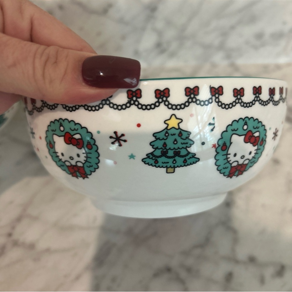 Sanrio Hello Kitty Christmas Wreath Tree Holiday Ceramic Bowls Set